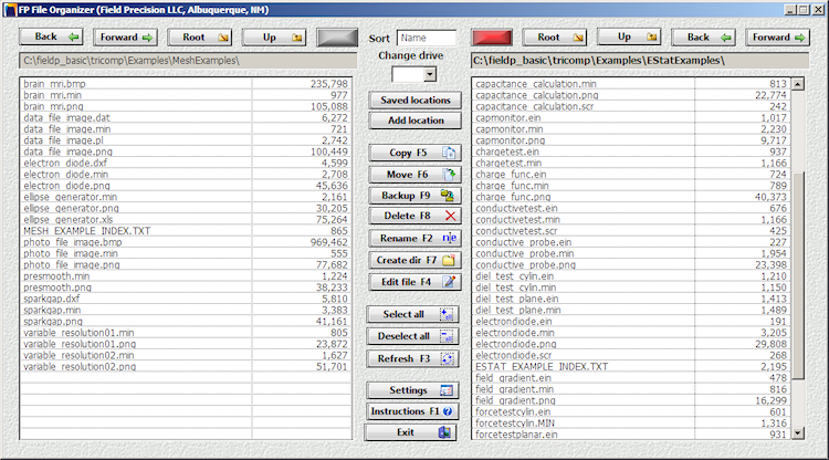 FP File OrganizerでExamples(例題)ディレクトリのファイルを表示